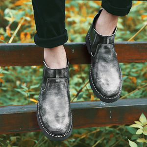 Bottes pour hommes, bottes d'hiver en cuir véritable pour hommes, bottes en laine thermique et coton, bottes à semelle épaisse en cuir de vachette - Product Image 6