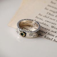 Silber Vintage Schmuck Accessoires Zirkon Offene Gravur Blumenringe für Damen Herren Retro Party Geschenke