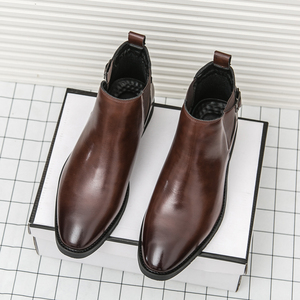 Bottes Chelsea pour hommes, <span class=keywords><strong>bottines</strong></span> Derby habillées, <span class=keywords><strong>bottines</strong></span> Oxford courtes, <span class=keywords><strong>bottines</strong></span> Chukka formelles pour affaires, en cuir microfibre, à bout pointu, tendance - Product Image 6