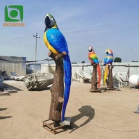 Statue d'animal décorative extérieure en résine, belle Statue de grand perroquet en fibre de verre