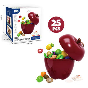 25/35 Pièces Ensemble de Jeu Alimentaire de Luxe à Découper, Boîte de Rangement en Forme de Pomme, Fruits et Légumes pour la Reconnaissance, Jouets d'Imitation pour Enfants, Cadeau Éducatif - Product Image 2