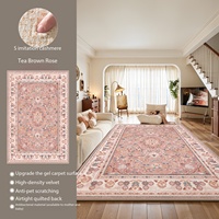 Tapis en peluche pour salon, tapis persan antidérapant pour chambre à coucher, style ethnique vintage, imperméable, compatible avec l'aspirateur
