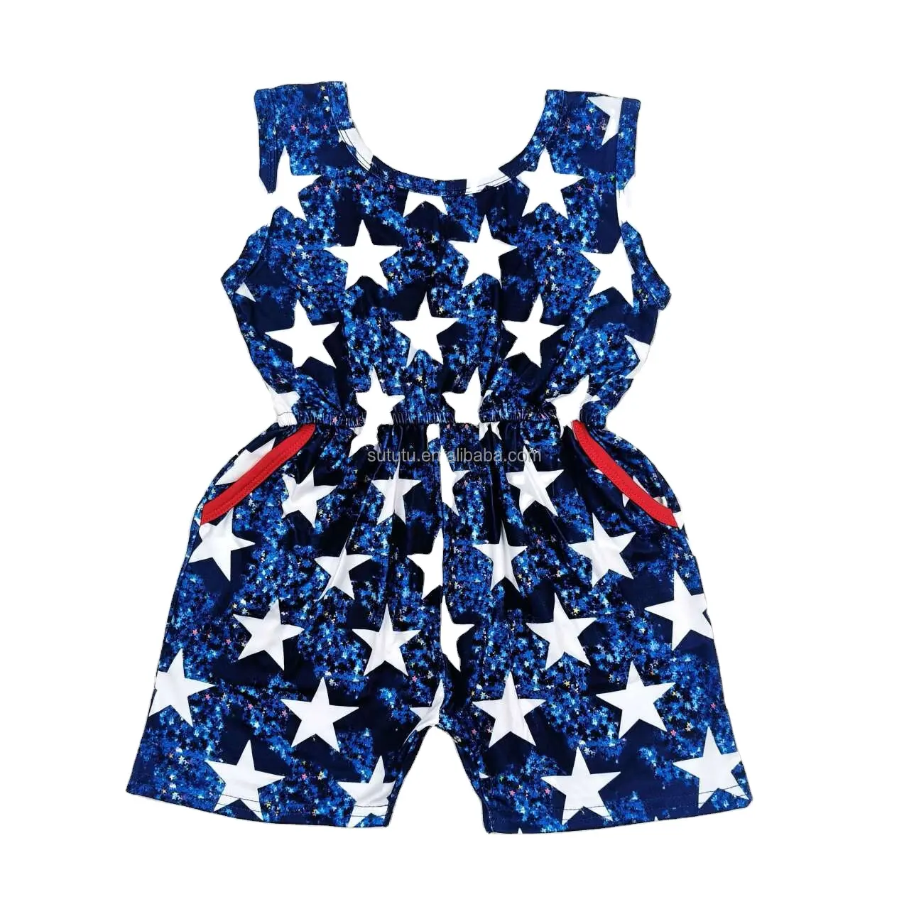 Di alta qualità senza maniche 4 ° di July Star jumpsuit per bambine set di abbigliamento per bambini