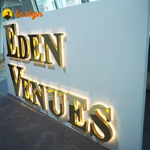 Letrero iluminado con retroiluminación, logotipo personalizado, letras de canal LED, tablero de letrero LED para tienda de humo