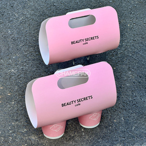 Support de tasses à café jetable en papier à double paroi, écologique, personnalisé, pour 1/2/4 tasses, prêt à l'emploi, avec poignée - Product Image 3