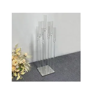 透明なアクリルキャンドルホルダーガラスの結婚式の装飾用品燭台燭台パーティー用センターピース