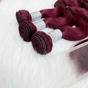 Venta caliente Borgoña Camboyano Virgen Extensiones de cabello Onda del cuerpo Bodywave Cutícula alineada Paquete Tejido Paquetes de cabello virgen - Product Image 4
