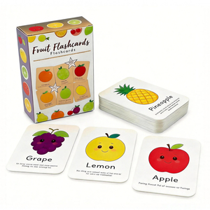 Tarjetas Educativas Impresas Personalizadas, Tarjetas de Juego de Plástico y Papel, Frutas, Animales, Tarjetas de Aprendizaje de Palabras en Inglés para Niños - Product Image 3