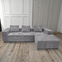 Canapé modulaire convertible Cloud Square Villa, sectionnel, sans structure, moelleux et confortable avec revêtement en velours