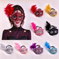 Masque de mascarade vénitien tendance en dentelle et plumes, demi-masque pour les yeux, masque de costume pour fête, carnaval, bal, Halloween