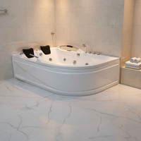 Baignoire à remous hydro-massante familiale pour salle de bain intérieure, 2 personnes, baignoire spa chaude et froide avec oreiller