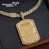 Pendentif personnalisé en moissanite plaqué or argenté 10K/14K/18K/22K, design style chien avec Prière du Seigneur, style rappeur hip-hop, bijoux fins
