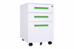 خزانة مكتب متنقلة، خزانة تخزين معدنية متنقلة مع 3 أدراج قابلة للتنقل - Product Image 3