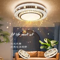 Lampe LED créative en cristal pour chambre à coucher, lampe ronde moderne et simple, télécommande vocale intelligente, lampe de luxe pour salle d'étude, lumière chaude