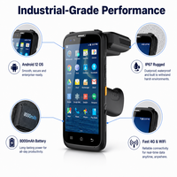 Lecteur-graveur RFID UHF portable robuste 860-960 MHz avec scanner de codes-barres 2D, 4G, Wi-Fi et Android pour la gestion de l'identification des actifs