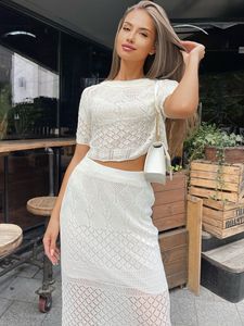 <strong>S</strong> <strong>M</strong> L Knitted Short Sleeved <strong>Skirt</strong> 2 Piece Sets Women Outfit High Waist <strong>and</strong> for Slimming Gentle Sweet Two-piece Set Clothing - Product Image 6