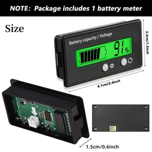 DC 12V 24V 36V 48V 60V 72v汽车电池容量电压监测表，带报警的数字电压表高尔夫球车电池伏特表 - Product Image 2