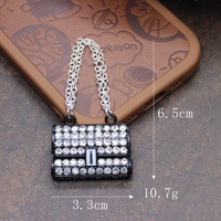 Mini sac fourre-tout avec breloque chaîne, accessoire en alliage brillant pour coque de téléphone DIY, grille d'aération de voiture et décoration de cheveux, fournitures de bijoux 3D en gros