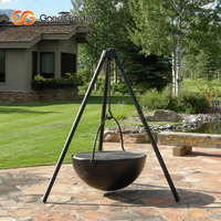 Barbecue à bois moderne de haute qualité certifié CE, chariot de barbecue à bois de chauffage haut de gamme, télécommande, foyer extérieur en acier Corten