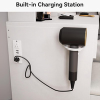 Coiffeuse de style américain transfrontalier avec miroir de maquillage, interface USB et panneau de rangement multifonctionnel, meuble compact pour chambre à coucher