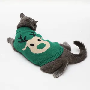 Ropa Para Mascotas Mimixiong Adorable Suéter de Punto abrigador Para Perro o Gato Disfraz con Cabeza de Ciervo Navideño - Product Image 1