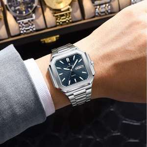 Poedagar 672 Nuevo Reloj de Pulsera de Cuarzo Cuadrado de Acero Inoxidable de Lujo para Hombre, Resistente al Agua, Luminoso, con Indicador de Fecha - Product Image 3