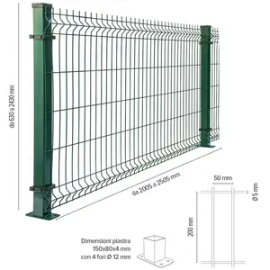 Pannello di recinzione in rete metallica saldata curva di piegatura 3d di alta qualità rivestito in pvc 50x200mm per fattoria/gaden/autostrada/sport