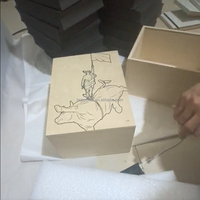 Boîte de rangement en bois gravée avec couvercle coulissant, en contreplaqué naturel, pour cadeaux, emballage et expédition