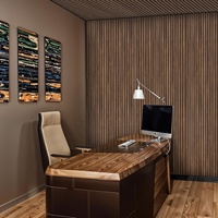Panneaux acoustiques modernes à 3 côtés en lattes de bois, panneaux muraux insonorisants, noyau en MDF, Akupanel en bois pour les espaces résidentiels et commerciaux