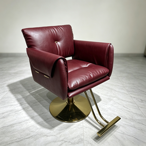 Fauteuil de Barbier Hydraulique Rembourré Crème, Chaise de Coiffure Pivotante avec Repose-Pieds pour Salon de Coiffure - Product Image 4