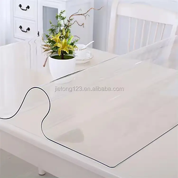 Heat-resistant waterproof UV printing cleaning Kitchen Dining Rectangular table cloth PVC transparent tablecloth