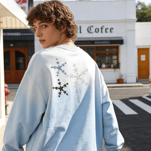 Sweat-shirt à col rond vintage pour homme avec logo personnalisé, bleu clair, streetwear décontracté - Product Image 2