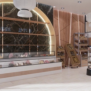 Khung bánh tủ trưng bày hỗn hợp vật liệu tùy chỉnh bằng gỗ bánh trưng bày hiện đại sang trọng bánh trưng bày cho phong cách độc đáo - Product Image 6