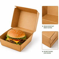 Boîte à hamburger personnalisée sans PFAS, résistante à la graisse, pour l'emballage de la restauration rapide à emporter
