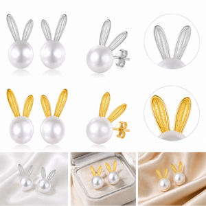 Orecchini a Perno a Forma di Coniglietto, Design Animale, Accessori per Orecchie per Uso Quotidiano - Product Image 1