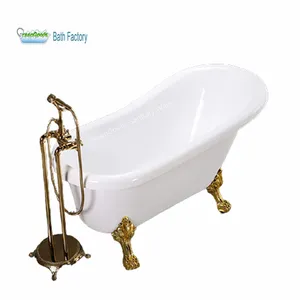 Baignoire de pieds hauts en acrylique et blanc, salle de bain en porcelaine, pieds dorés