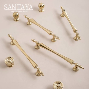 Santaya Solid PVD Gold Brass Handles Kitchen Cabinet Pulls Bedroom Wardrobe Drawer <strong>Knobs</strong> Furniture Handle - Product Image 1