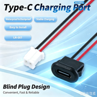 LN-001 Conector de Carga Tipo C para Montaje en Panel, Color Blanco, Cable de 15 cm, Conector PH 2.0, Cable de 24 AWG