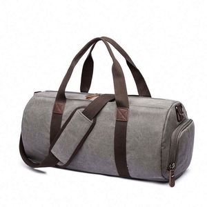 Free Sample New customized large capacity travel luggage bag with shoe <b>box</b>, portable <b>canvas</b> sports and fitness bag - Product Image 6