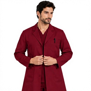 Blouse de laboratoire blanche pour homme, col à revers, manches longues, respirante, en polycoton, uniforme médical, vêtements de travail pour laboratoire de chimie - Product Image 1