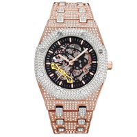 Montres automatiques de luxe de qualité supérieure en acier inoxydable avec verre saphir miroir, montres automatiques originales de luxe chinoises serties de diamants
