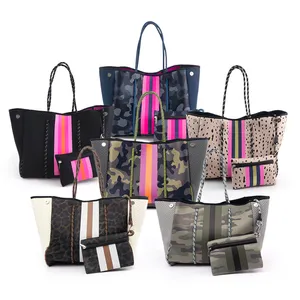 2024 bolsas femininas bolsas femininas impressão portátil suave girassol personalizar bolsa de praia neoprene bolsa de ombro atacado