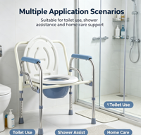 Chaise de toilette pliable réglable en hauteur pour patients et personnes âgées, capacité 125 kg, usage hospitalier et domestique, classe I - Ventes Flash
