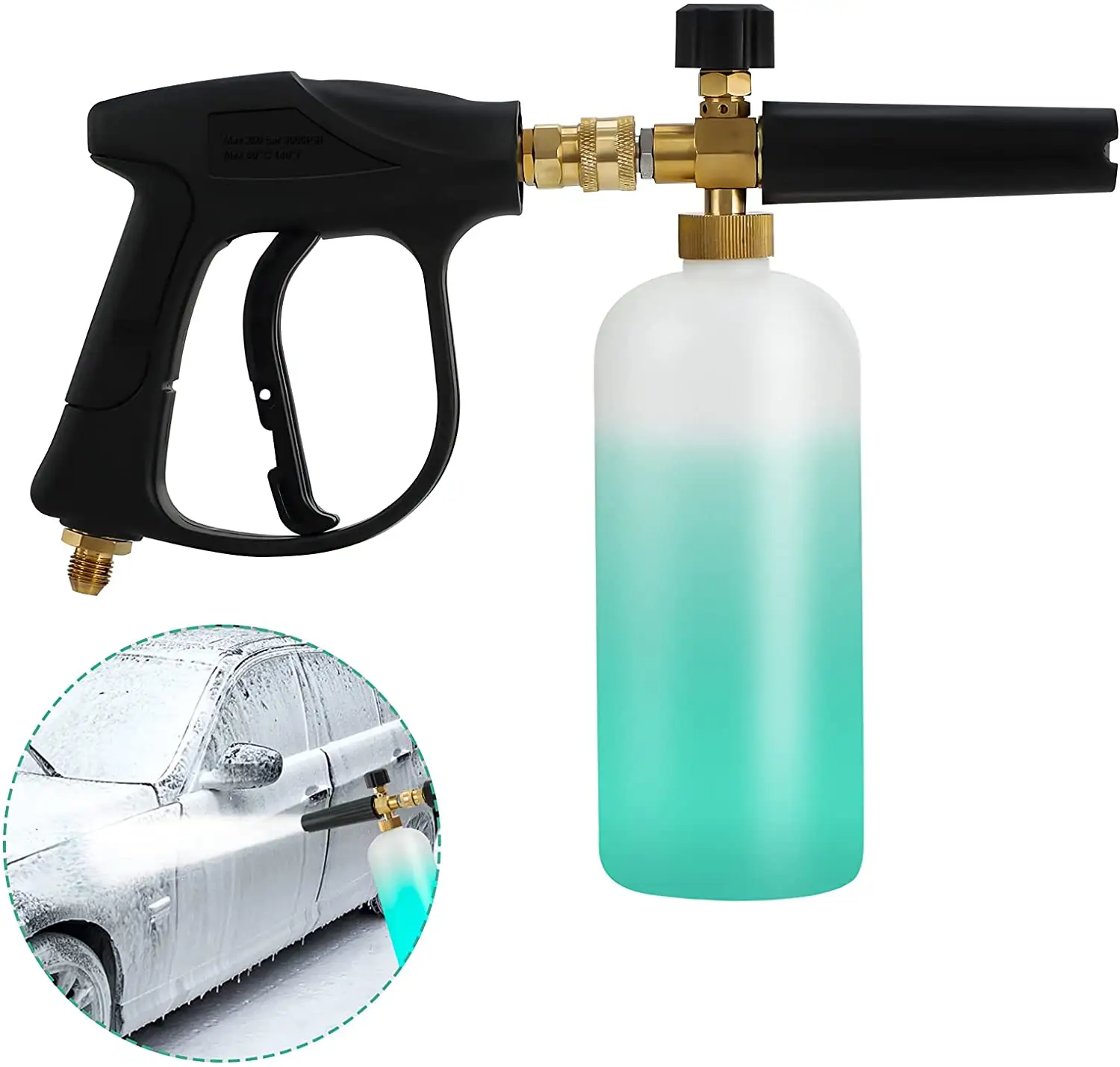 Tuyết Bọt Lance Rửa Gun Điều Chỉnh 3000PSI Áp Lực Cao Máy Giặt Gun Máy Bay Phản Lực Nước Xe Làm Sạch Kit Rửa Phun Nước