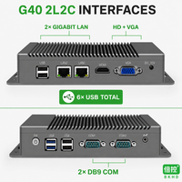 Mini PC industriel sans ventilateur BKHD G40 2L2C, Intel Celeron Core I3, double LAN 1 Gb, double COM RS232 RS485, PC embarqué