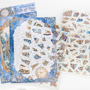 Paquete de 3 Hojas de Pegatinas de la Serie Memory Wander, Decoración Navideña, Retro Clásico, con Detalles Brillantes, Autoadhesivas, PET+Papel - Product Image 3