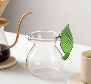 Carafe à eau en verre personnalisée à faible MOQ, ensemble théière en verre borosilicate fait main avec poignée feuille 3D, idéal pour cadeau de festival - Product Image 4