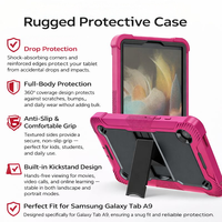 Étui de protection en silicone pour tablette Samsung Tab A9 (2023) X110/X115/X117 8,7 pouces avec béquille stable et bandoulière