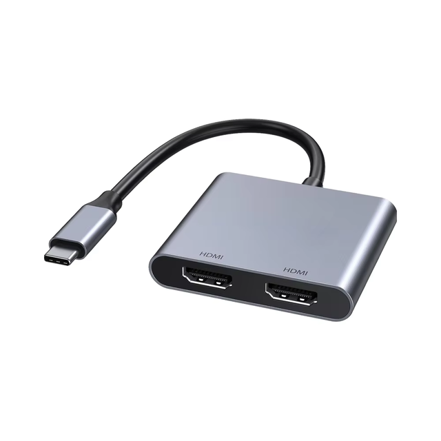 USB C to Dual HDMI Adapter 4K60Hz, 2 Monitor Extended Display for Laptop, MacBook, Dell XPS, HP, Lenovo, Surface