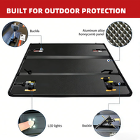 Couverture de benne pliante manuelle étanche à trois volets pour Navara Frontier 2015-2026 NP300, en aluminium verrouillable pour pick-up